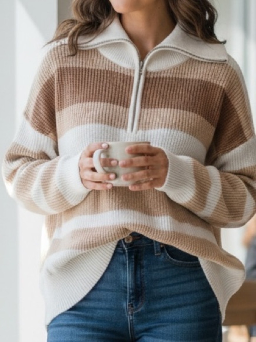 Aerie Striped Quarter Zip